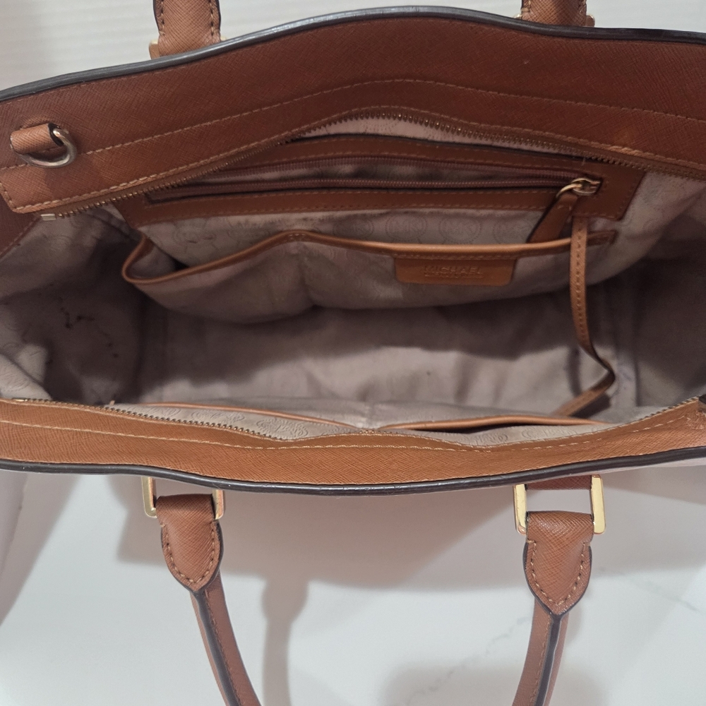 Michael Michael Kors Selma Large Leather Satchel Bag Luggage Brown AUTHENTC - Picture 4 of 17